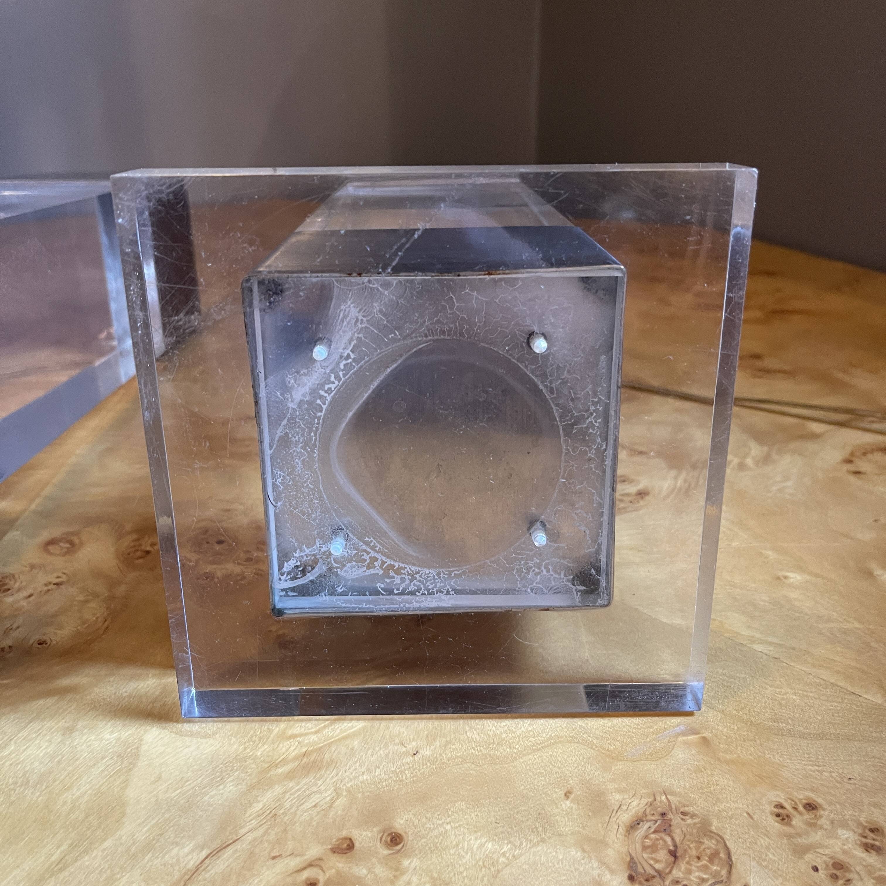 Pair of Plexiglass & Brushed Steel Lamps, Charles Hollis Jones, 1970s