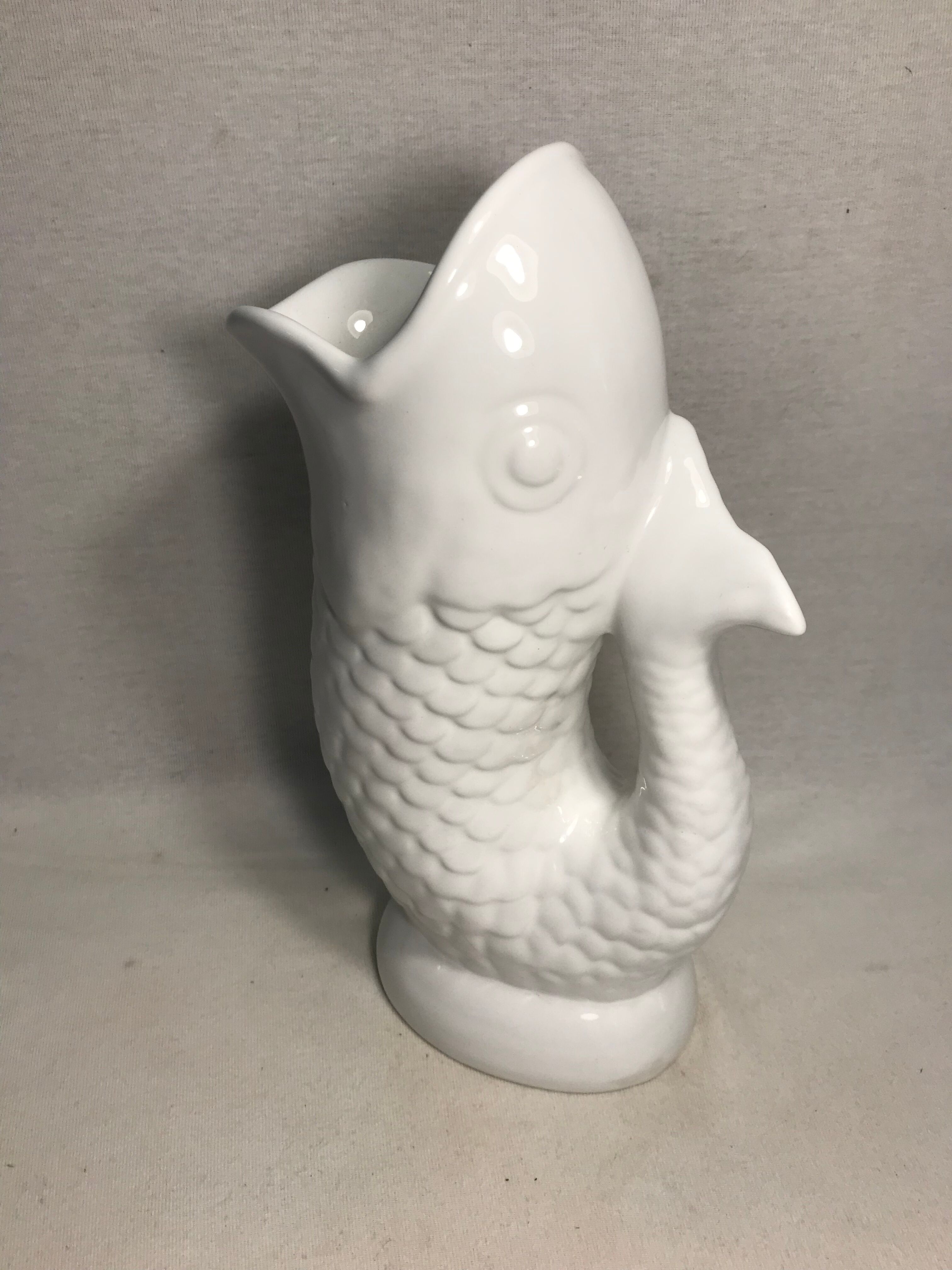 Former pitcher ceramic white shape fish decanter