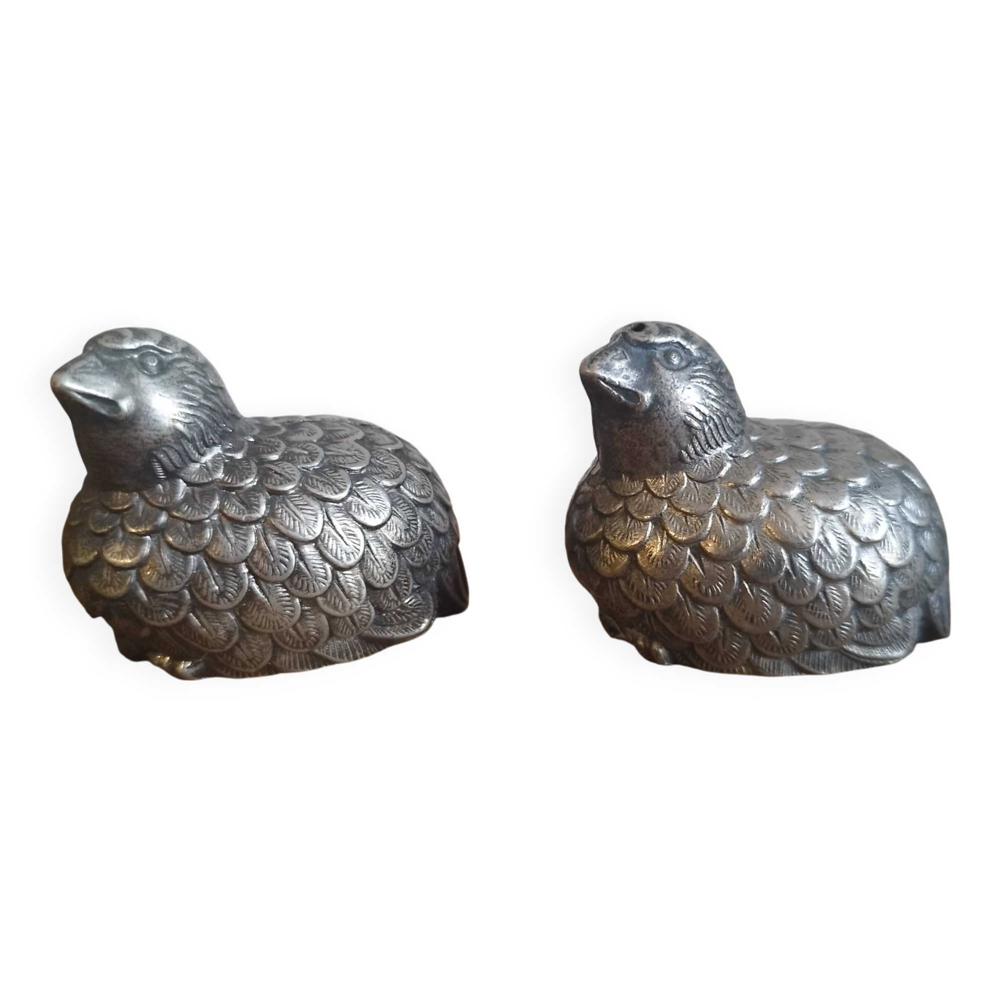 Silver-plated Quail Partridge salt and pepper shakers