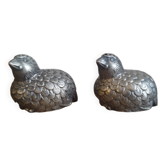 Silver-plated Quail Partridge salt and pepper shakers