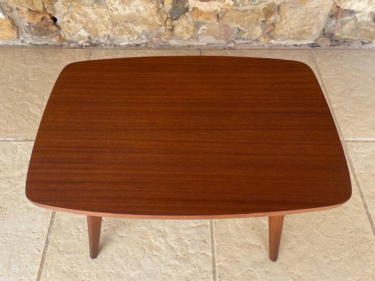Table d’appoint vintage , pieds compas , circa 1960s