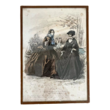 Old engraving titled Fashions of Paris framed