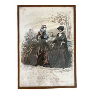 Old engraving titled Fashions of Paris framed
