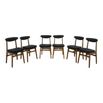 Chaises de Salle à Manger 200-190 en Hêtre et Tissu par Rajmund Teofil Hałas, 1960s, Set de 6