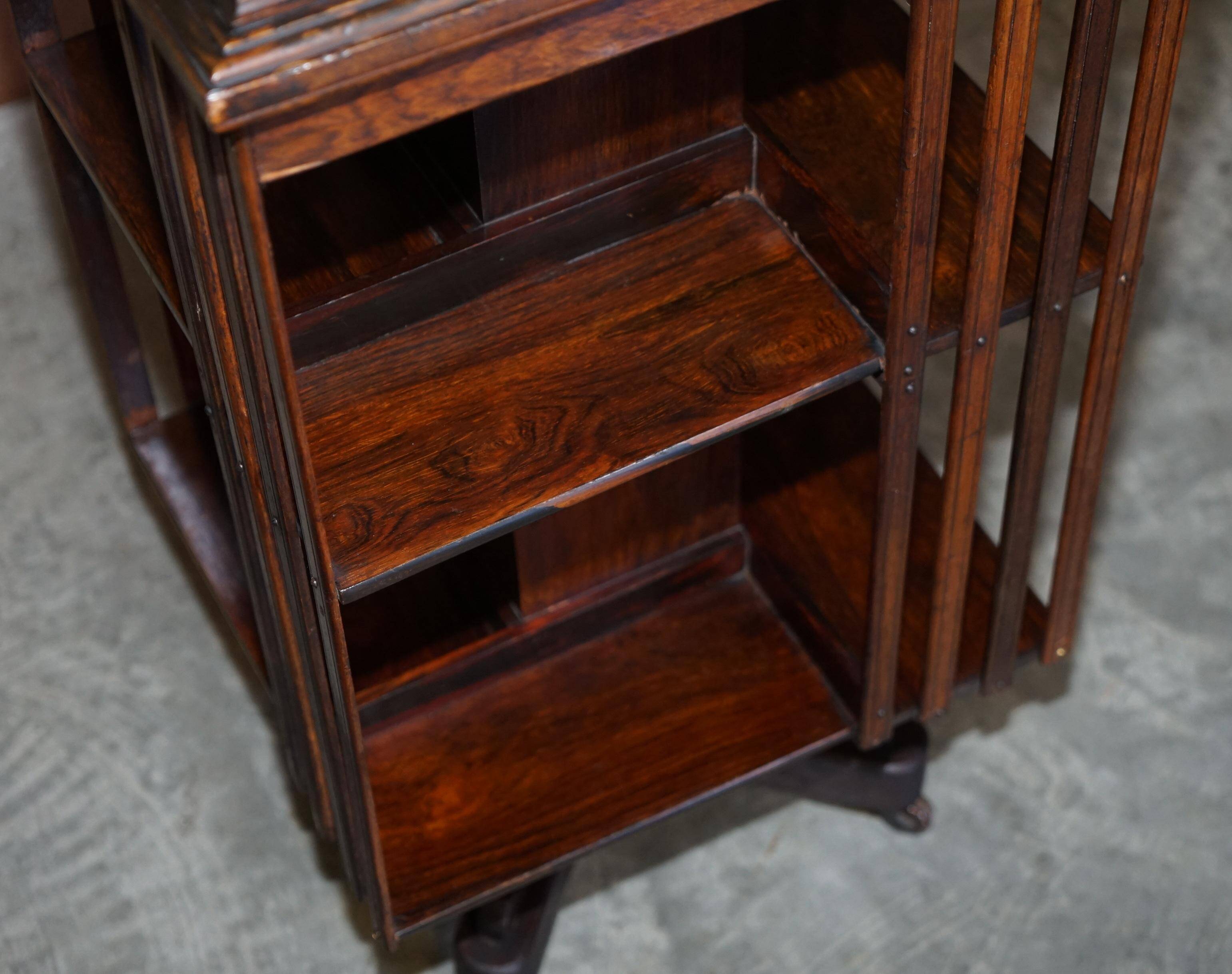 Edwardian revolving bookcase in hardwood with Sheraton inlay.