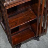 Edwardian revolving bookcase in hardwood with Sheraton inlay.
