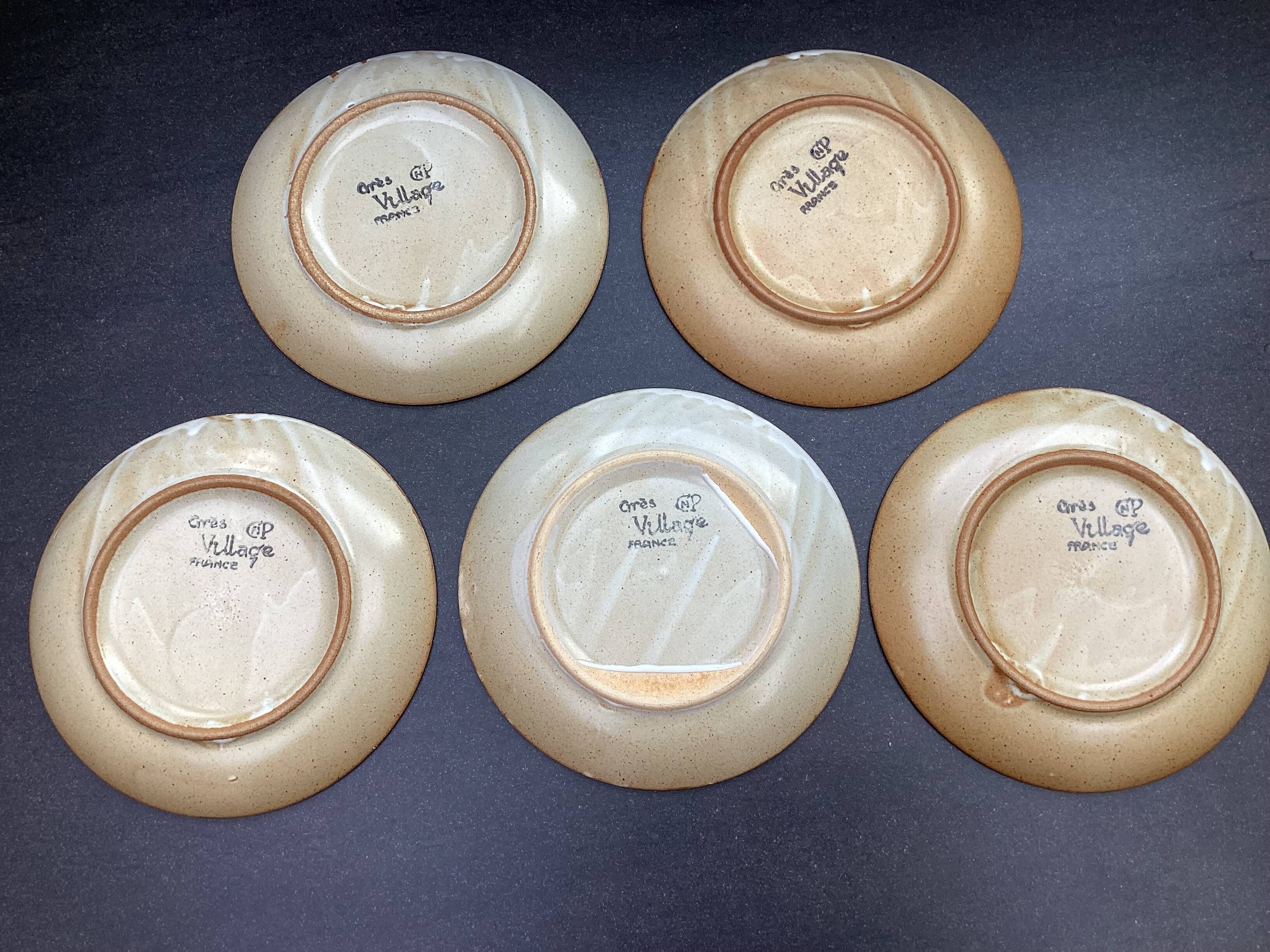 5 Village CNP stoneware dessert plates
