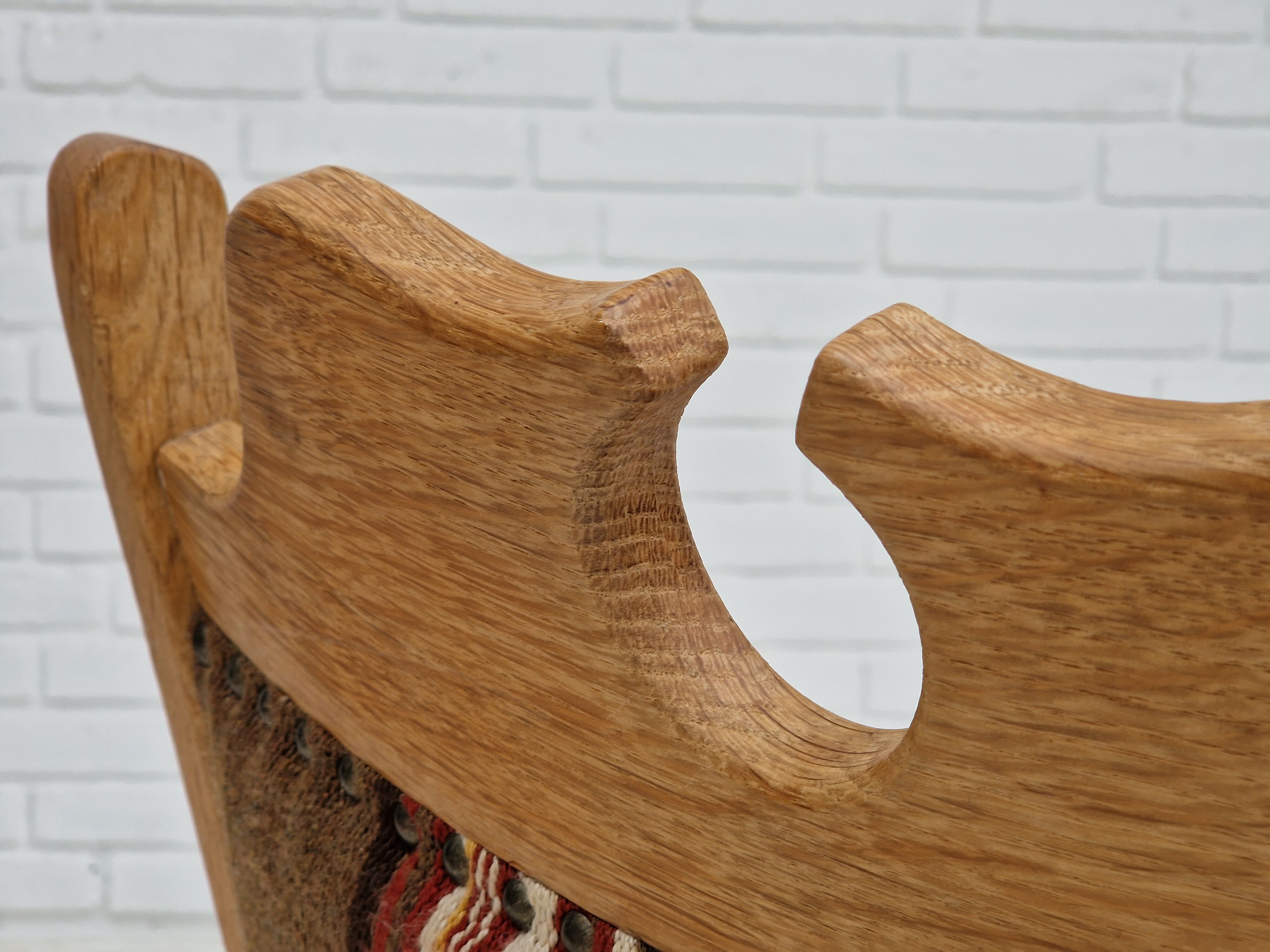 1960s, Danish design, armchair, oak wood, furniture wool.