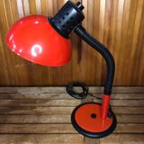 Old aluminor articulated lamp red & black metal 1970s vintage #a545