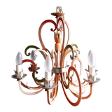 Florentine pendant lamp in hand-painted polychrome metal
