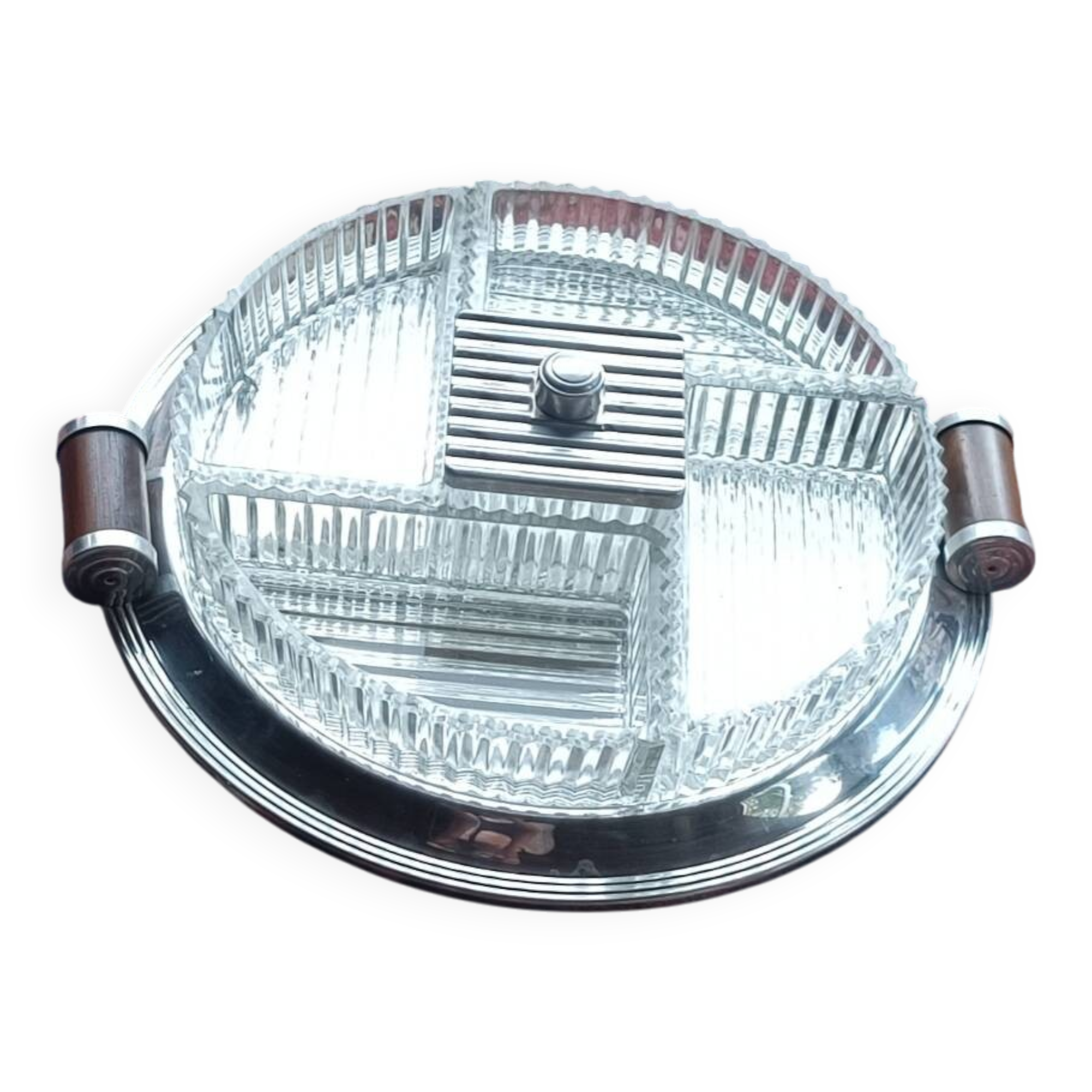 Art Deco 1930s silver-plated metal serving tray
