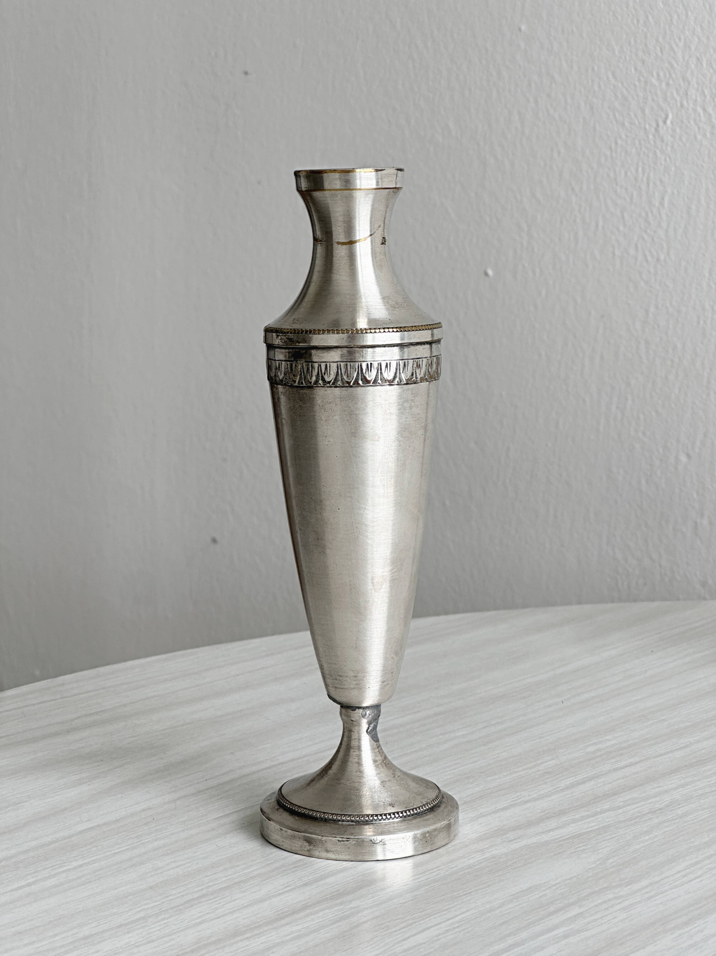 Pair of silver-plated flower vases