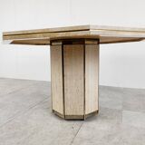 Travertine and Brass dining table, 1970s