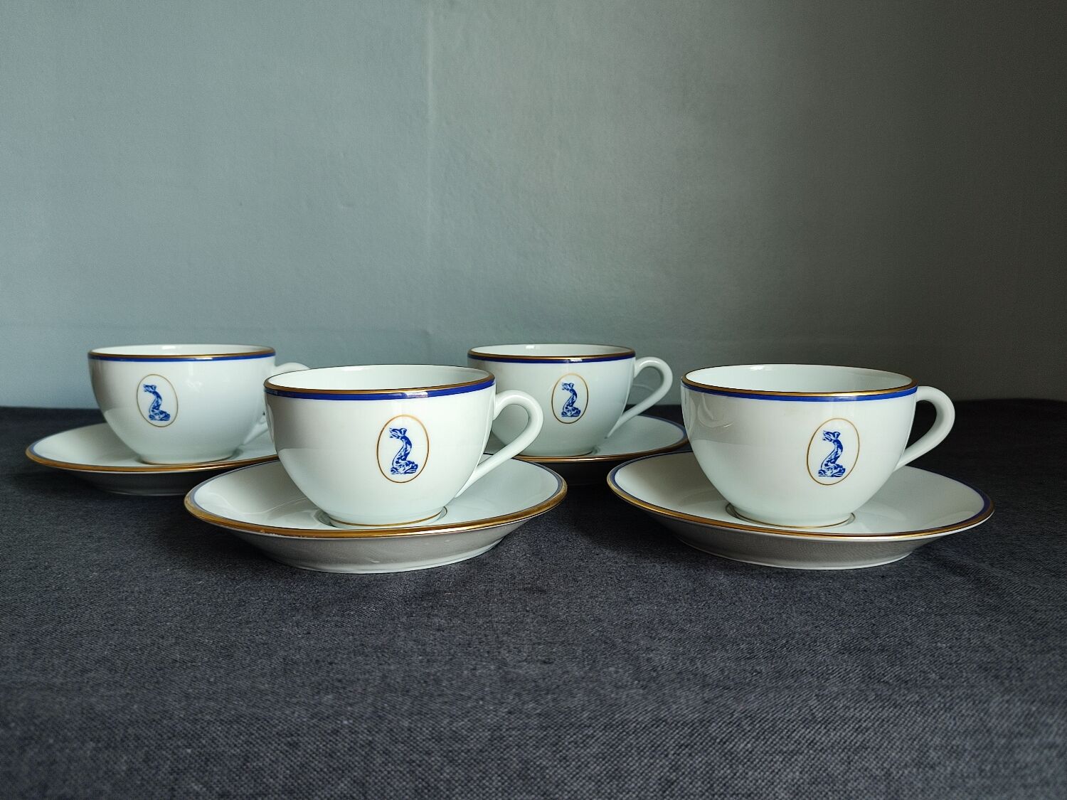 Set of 5 vintage Bernardaud Limoges porcelain cups