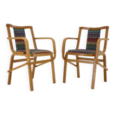 Ensemble de deux chaises en bois cintré tchécoslovaques rares des années 1970 par TON en couleurs vives.