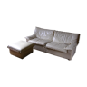 White leather sofa and pouf Gérard Guermonprez