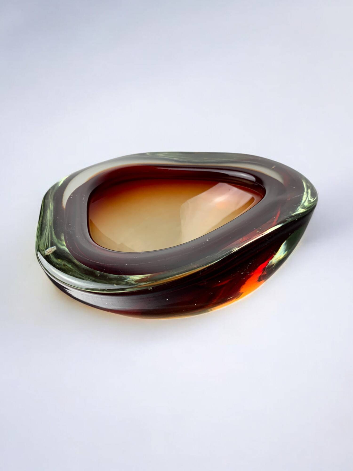 Sommerso Brown pocket tray by Seguso, Murano glass, Italy, 1970