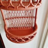 Terracotta rattan and wicker shelf