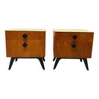 Tables de nuit entièrement restaurées par Jindřich Halabala pour ÚP Závody, années 1950, Tchécoslovaquie