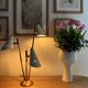 Italian lamp with three brass heads, 1950s design.
