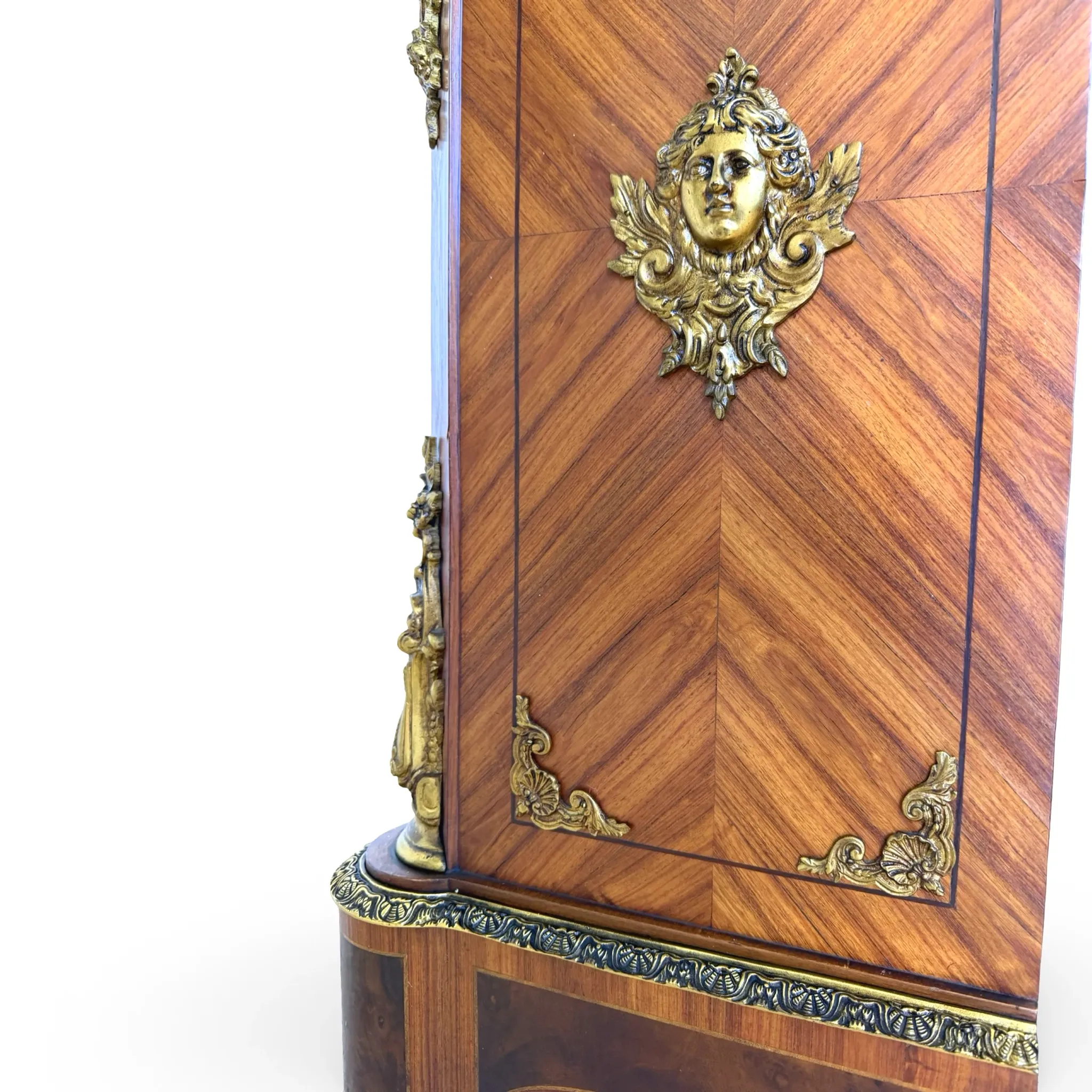 An antique French Louis XVI-style marble-top side cabinet