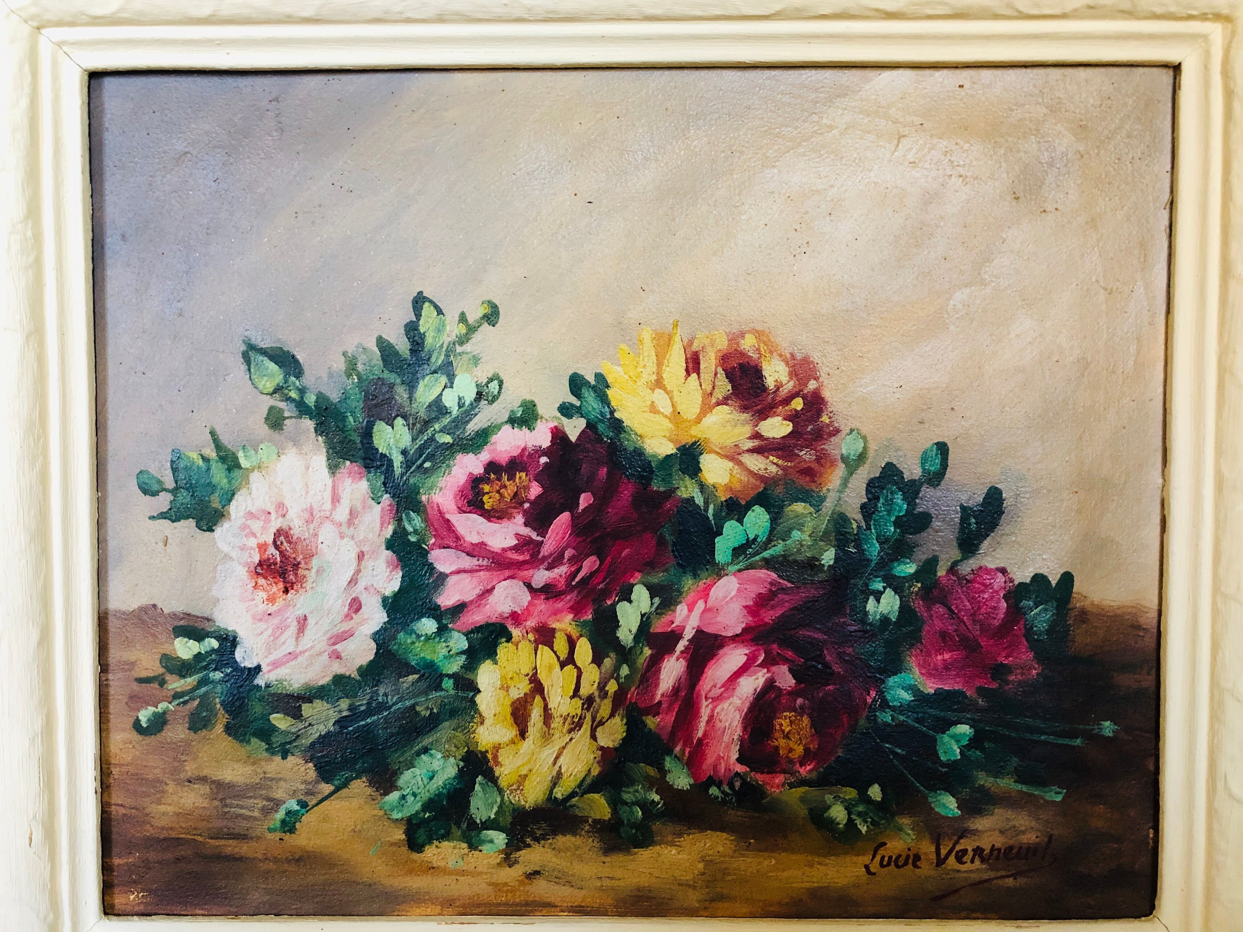 Oil on canvas: still life with roses