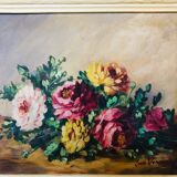 Oil on canvas: still life with roses