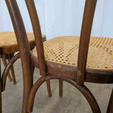Set of 4 Vintage Thonet Style Dining Chairs: Bentwood Cane Seat, 1970s Bist