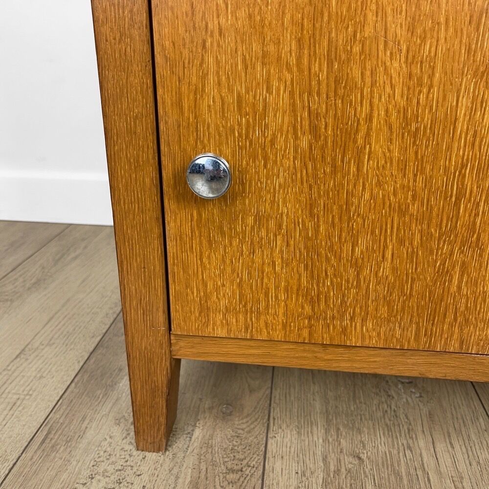 Pair of bedside tables blond wood and vinyl Jantzi 1966