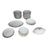 Large Limoges porcelain dinner service – floral decoration and gold trim