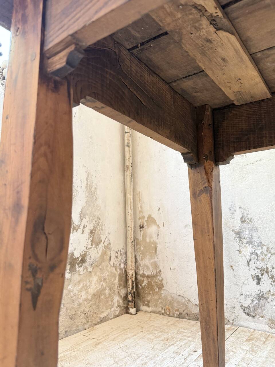 1950s oak farmhouse table with spindle legs