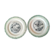 2 "proverbs and military" talking dessert plates - Gien porcelain