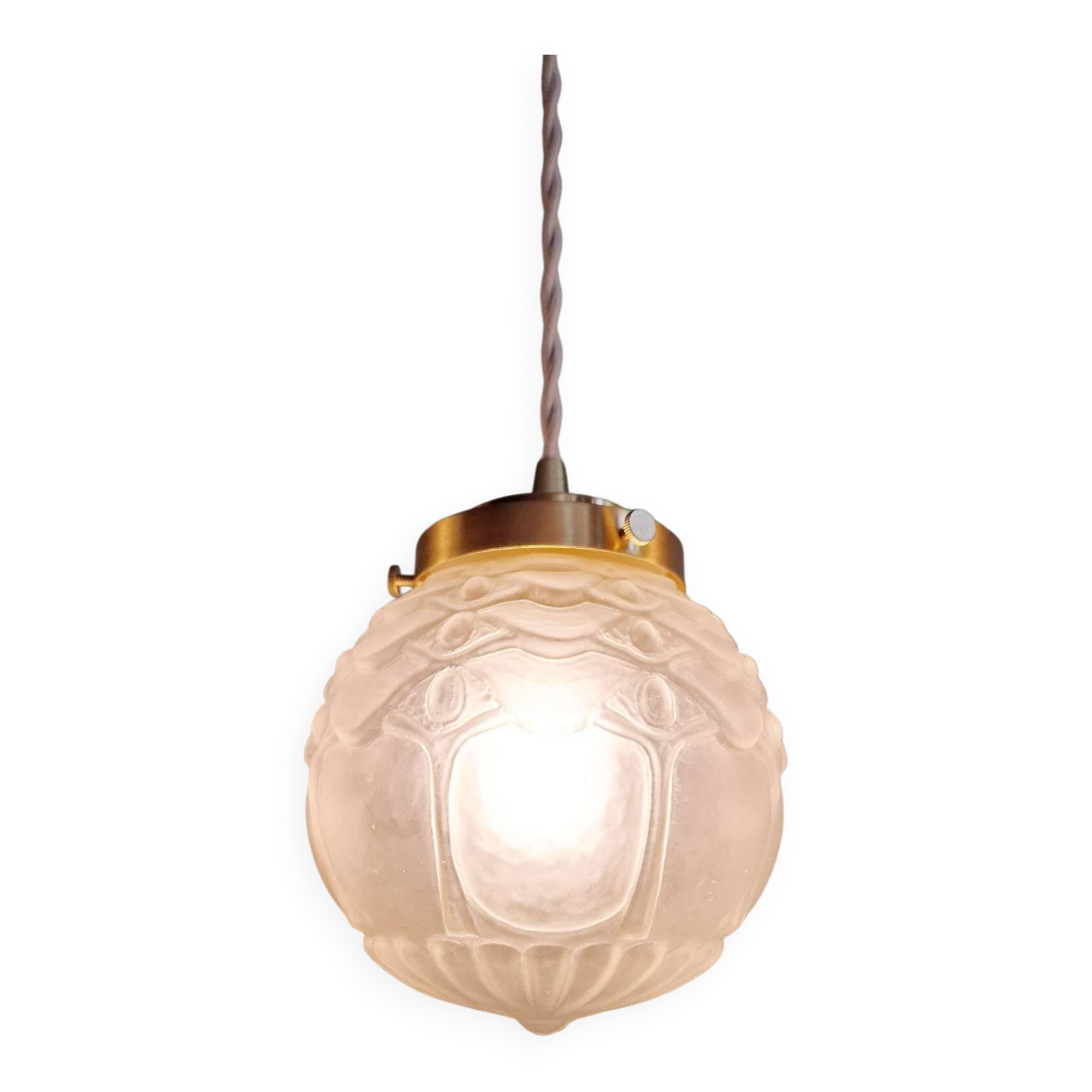 Suspension art déco en verre satiné (4 disponibles), années 1920-30