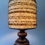 60s turned wood wool lamp