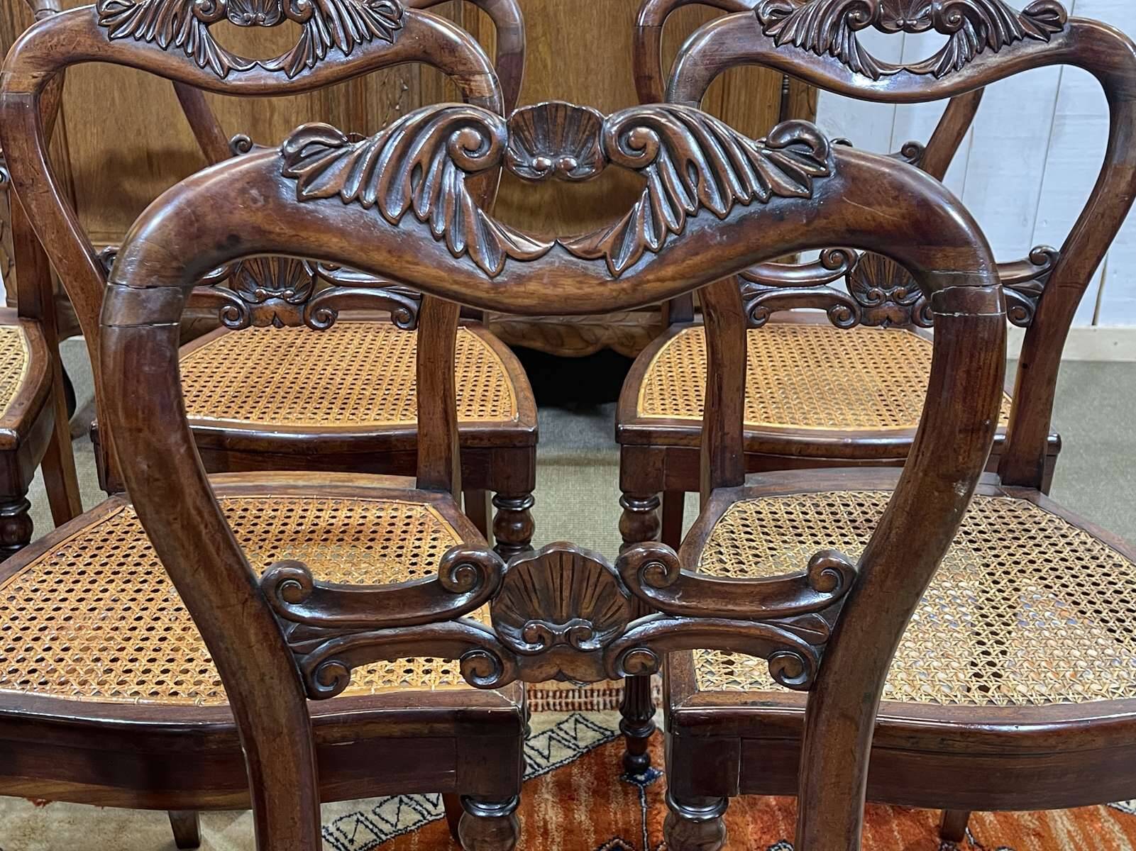 Set of 8 Louis Philippe 19th century mahogany chairs with caned seats