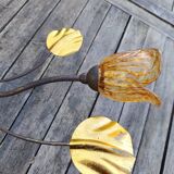 Wrought iron ceiling light with 4 arms & amber tulips | Luce Più Italy