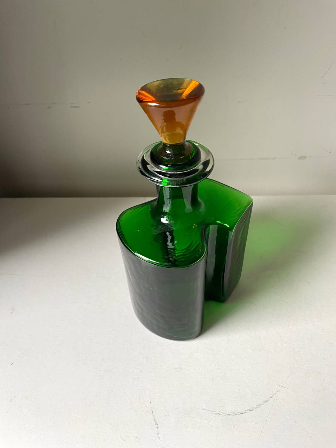 Holmegaard Dark Green Vintage with orange cap Decanter Danish