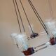 Lustre en chrome et teck à 5 feux style scandinave