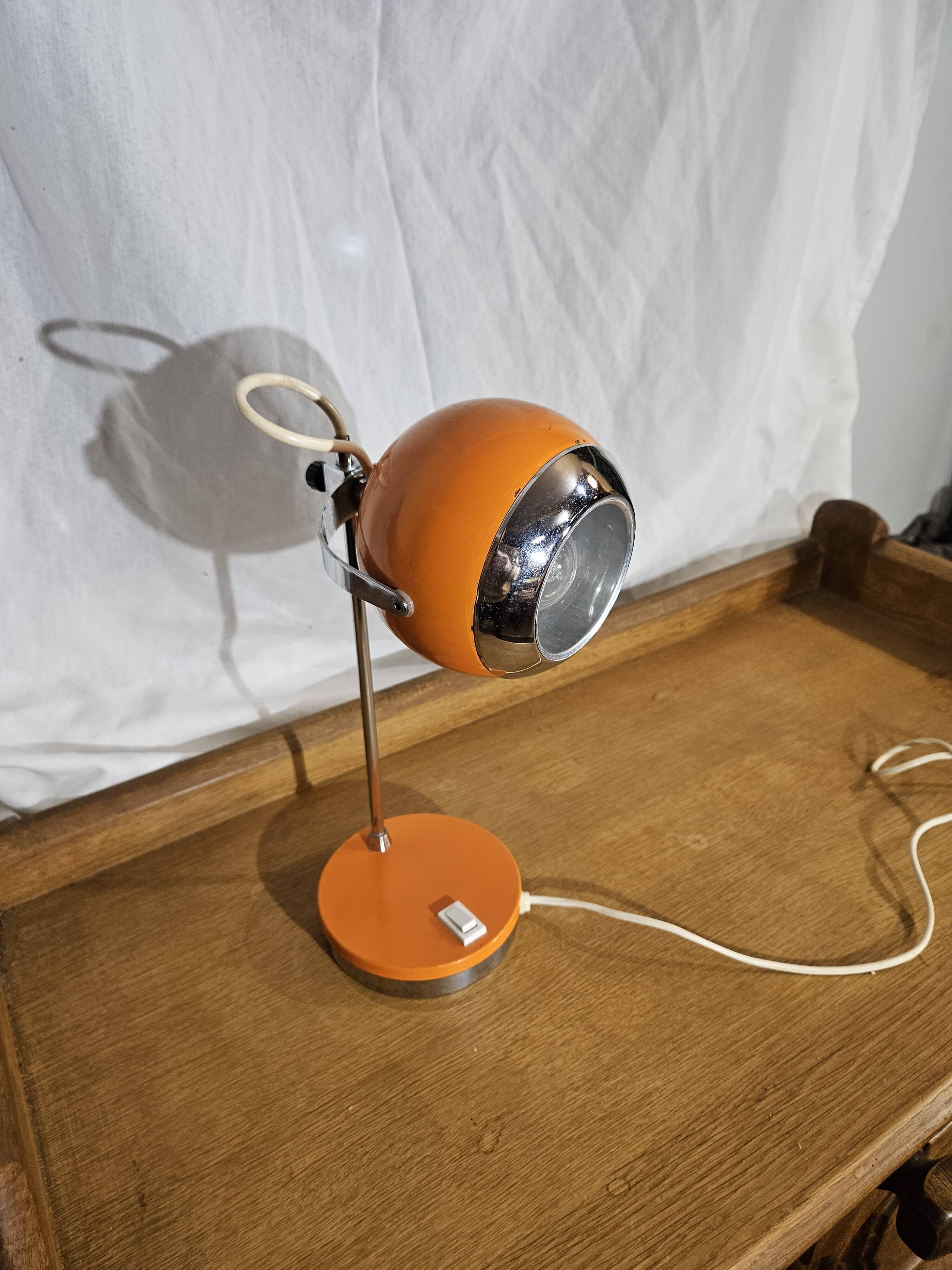 1970 Eyeball orange and chrome desk lamp