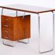 Bauhaus Writing Desk in Oak and Chrome by R. Slezák, Czech, 1930s