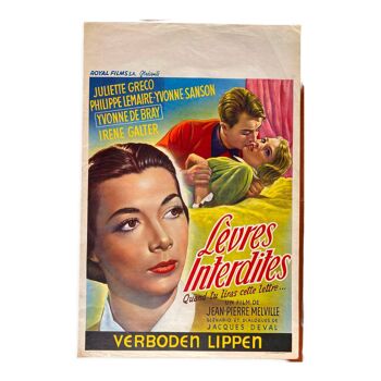 Affiche cinéma originale "Lèvres interdites" Juliette Greco 36x55cm 1953