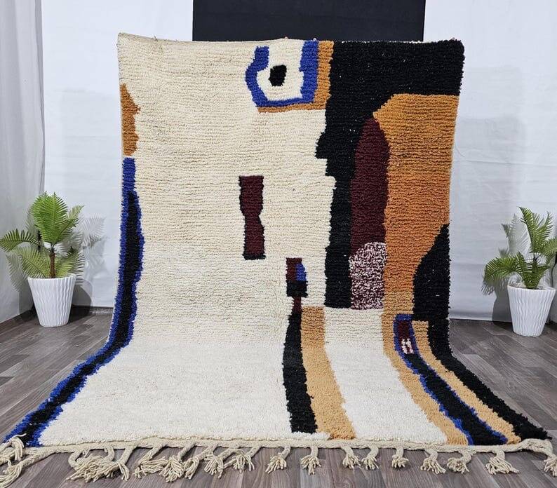 Tapis berbère en laine naturelle traditionnelle taille 140 x 260 cm