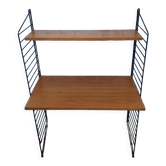 Vintage modular desk shelf in Teak veneer and black metal, Nisse Strinning, 60s