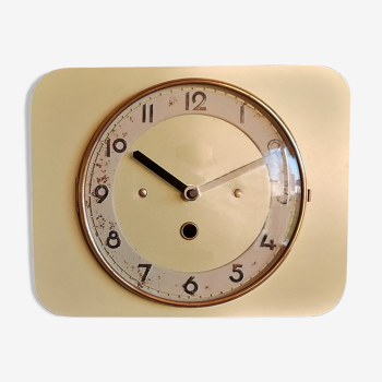 Clock formica vintage silent wall clock rectangular "Pale Yellow"