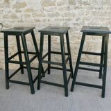 3 high bar stools, wooden, handle