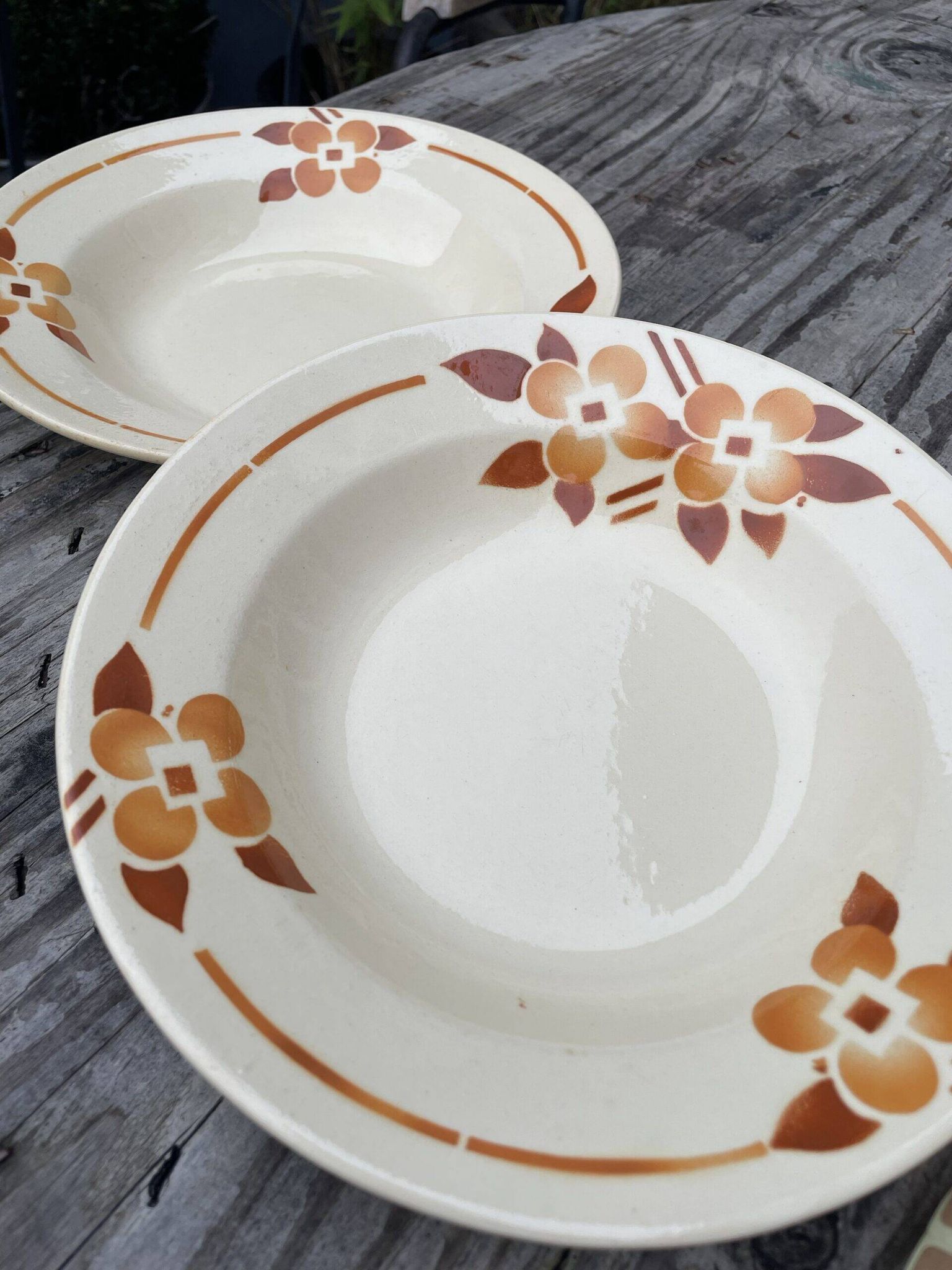 2 French earthenware plates