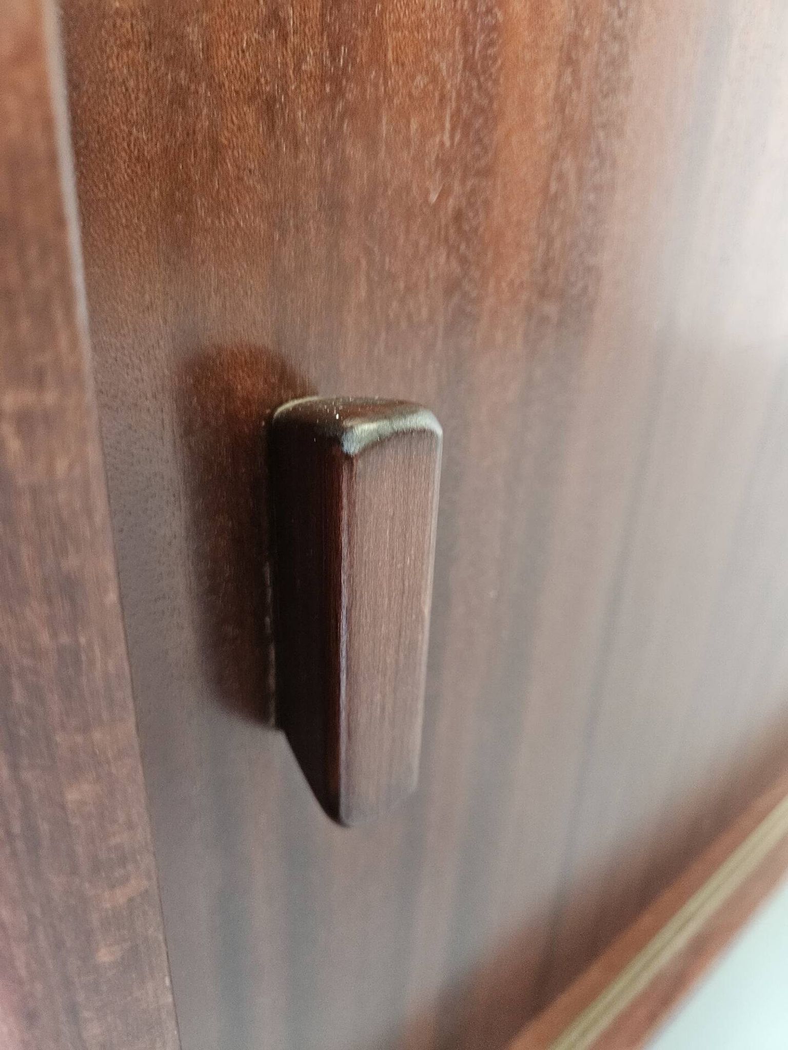 Vintage enfilade in teak and leather, 1970s.