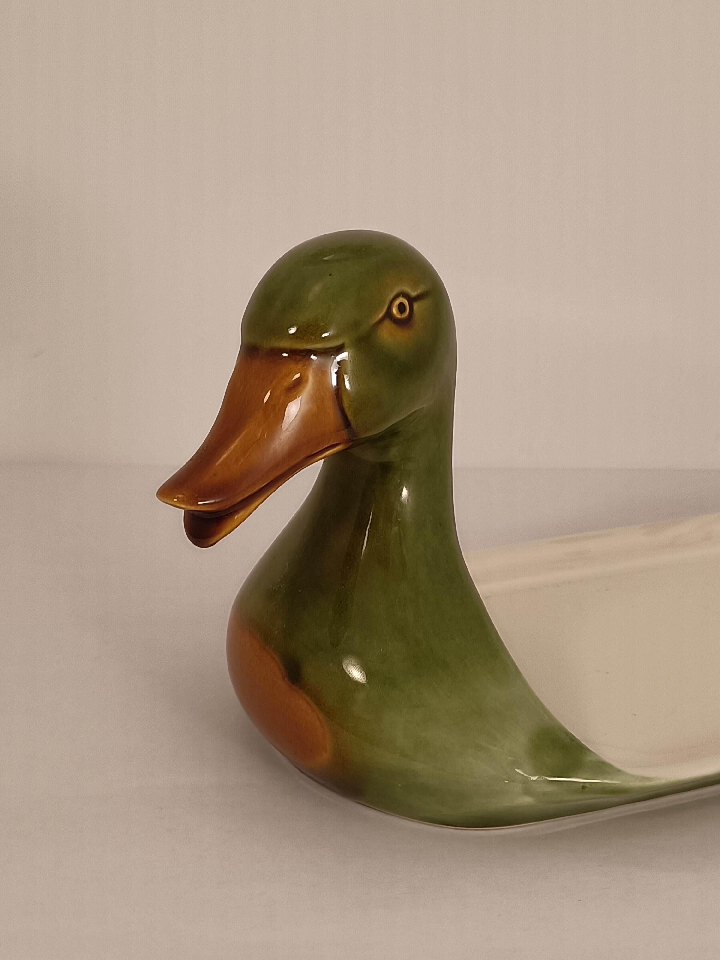 Plat de service fois gras tête canard duck serving dish vintage nöel christmas