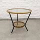Mid-Century Set of Three Round Rattan and Glass Side Tables, 1960s