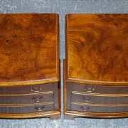 Nightstands in Walnut Burl with Drawers, Set of 2